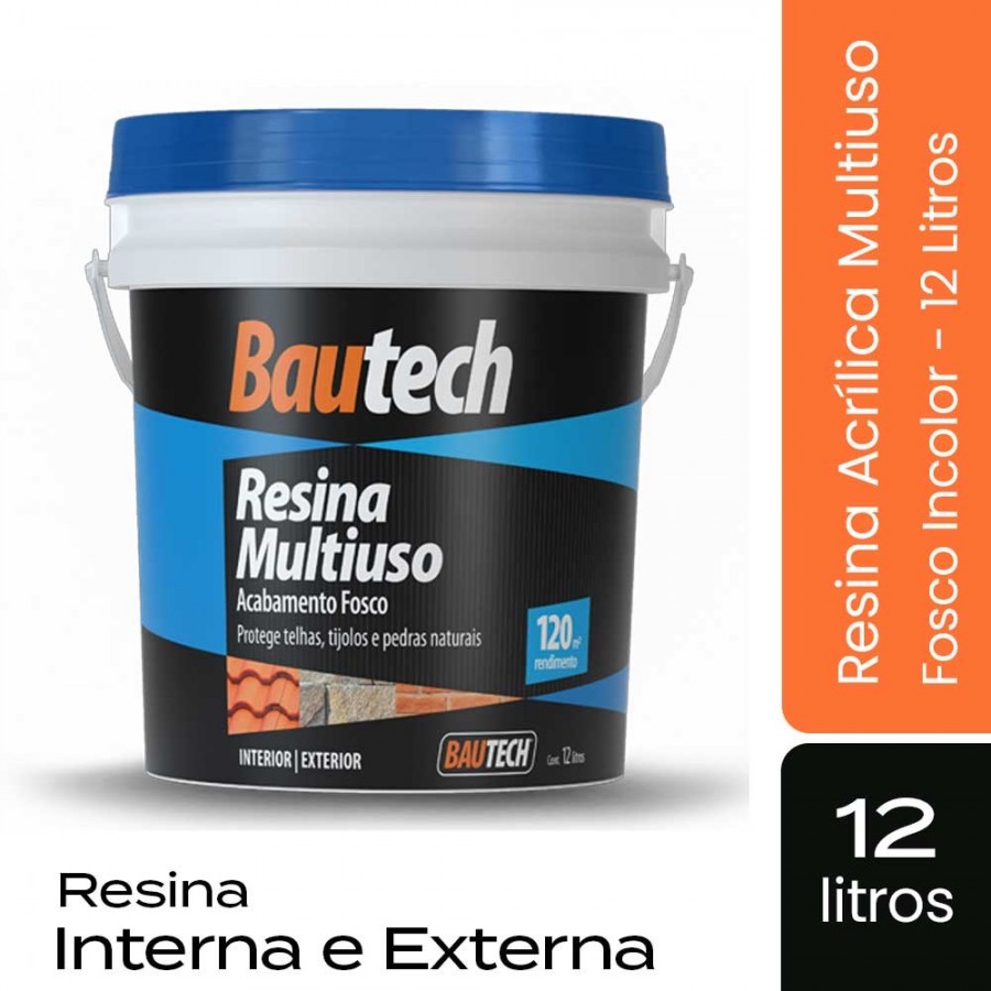 Resina Acrílica Multiuso - 12L Fosco Incolor Base Água - Bautech