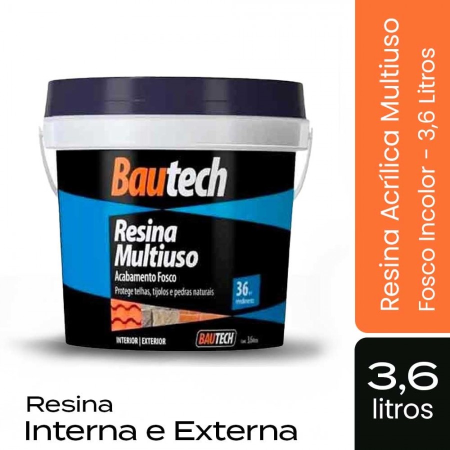 Resina Acrílica Multiuso - 3,6L Fosco Incolor Base Água - Bautech