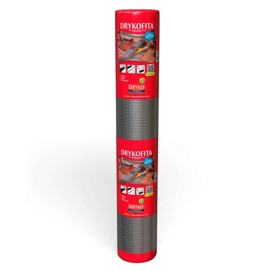 Dryko Fita - Alumínio - 90cm x 10m x 1mm - Manta Asfáltica Adesiva para Telhado Dryko