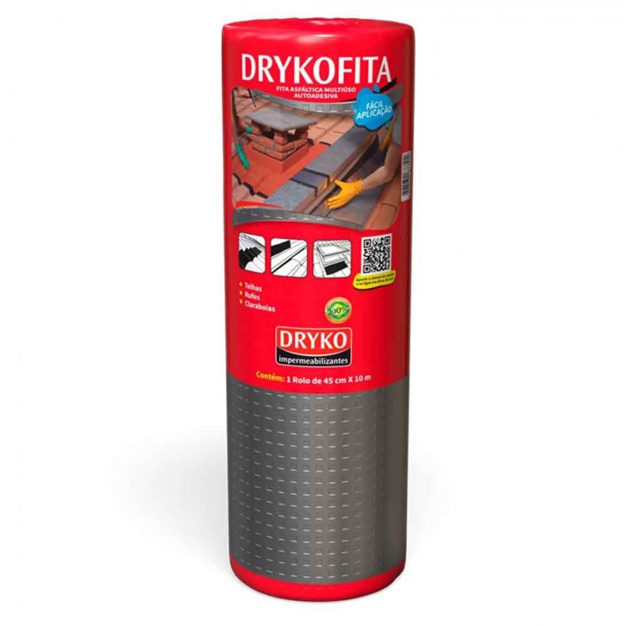Dryko Fita - Alumínio - 45cm x 10m x 1mm - Manta Asfáltica Adesiva para Telhado Dryko