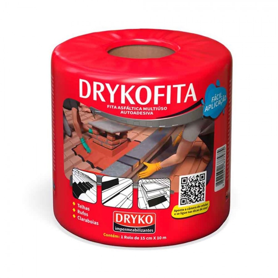 Dryko Fita - Alumínio - 15cm x 10m x 1mm - Manta Asfáltica Adesiva para Telhado Dryko