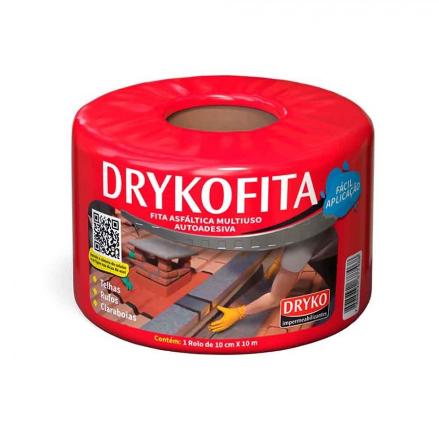 Dryko Fita - Alumínio - 10cm x 10m x 1mm - Manta Asfáltica Adesiva para Telhado Dryko