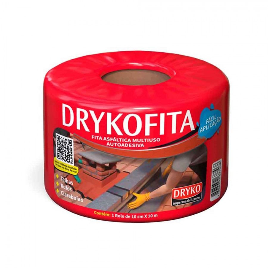 Dryko Fita - Terracota - 10cm x 10m x 1mm - Manta Asfáltica Adesiva para Telhado Dryko