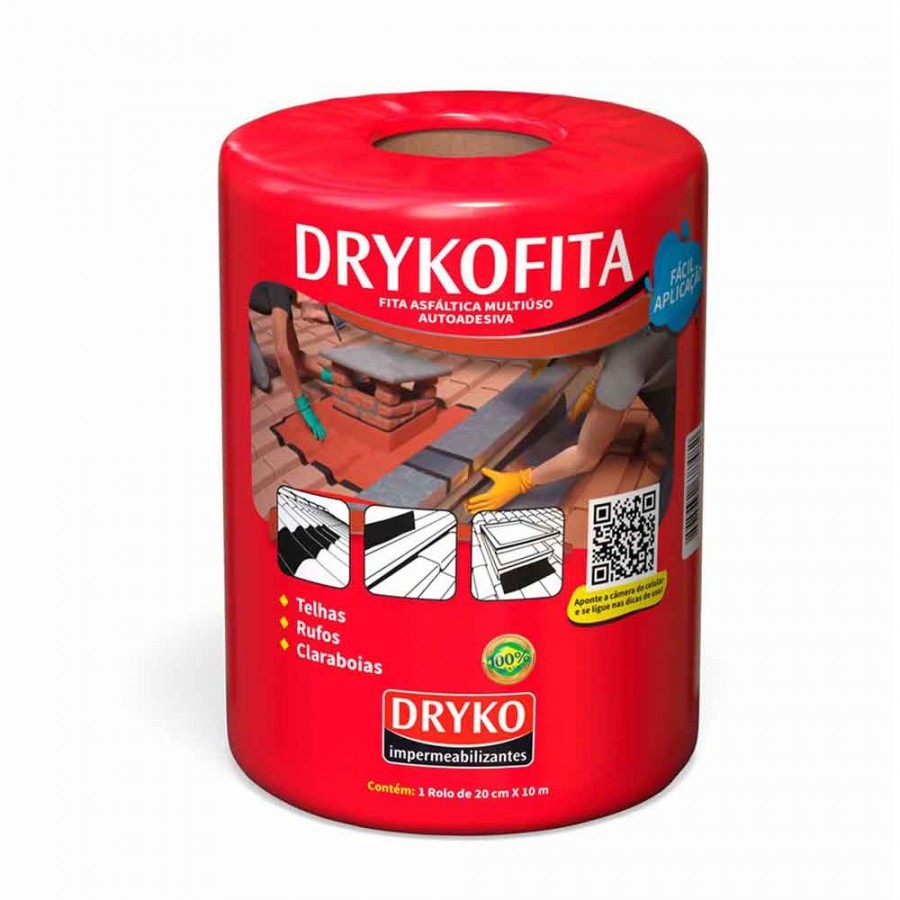 Dryko Fita - Terracota - 20cm x 10m x 1mm - Manta Asfáltica Adesiva para Telhado Dryko