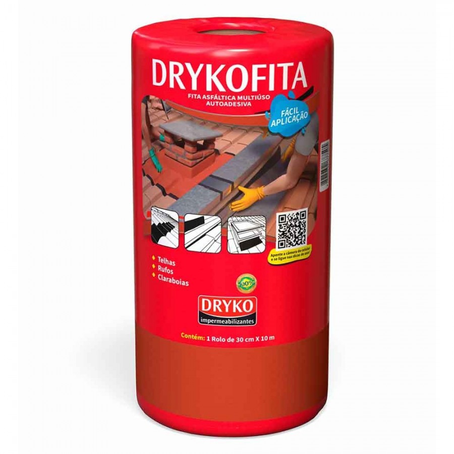 Dryko Fita - Terracota - 30cm x 10m x 1mm - Manta Asfáltica Adesiva para Telhado Dryko