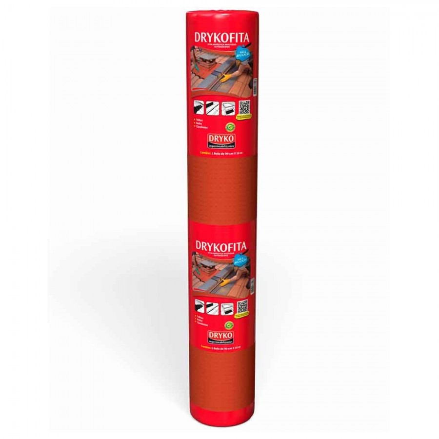 Dryko Fita - Terracota - 90cm x 10m x 1mm - Manta Asfáltica Adesiva para Telhado Dryko