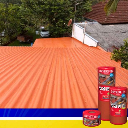 Dryko Fita - Terracota - 20cm x 10m x 1mm - Manta Asfáltica Adesiva para Telhado Dryko