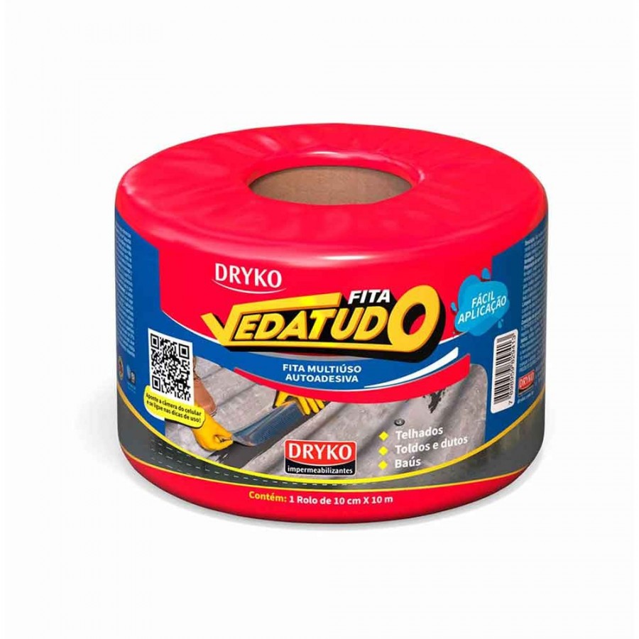 Dryko Fita Vedatudo - Alumínio - 10cm x 10m - Manta Asfáltica Adesiva para Telhado Dryko Dryko Fita Vedatudo - Alumínio - 10cm x 10m - Manta Asfáltica Adesiva para Telhado Dryko