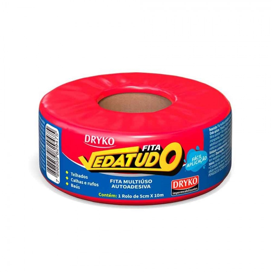 Dryko Fita Vedatudo - Alumínio - 5cm x 10m - Manta Asfáltica Adesiva para Telhado Dryko