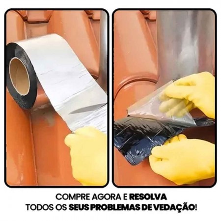 Dryko Fita Vedatudo - Alumínio - 10cm x 10m - Manta Asfáltica Adesiva para Telhado Dryko