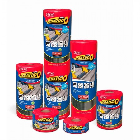 Dryko Fita Vedatudo - Alumínio - 10cm x 10m - Manta Asfáltica Adesiva para Telhado Dryko