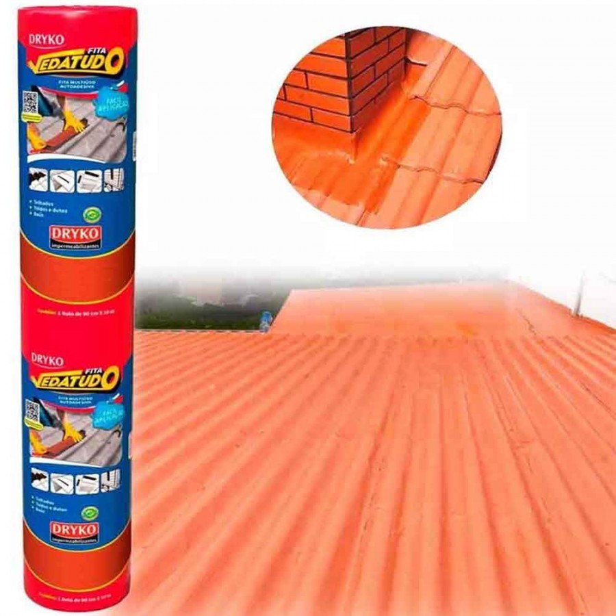Dryko Fita Vedatudo - Terracota - 90cm x 10m - Manta Asfáltica Adesiva ...