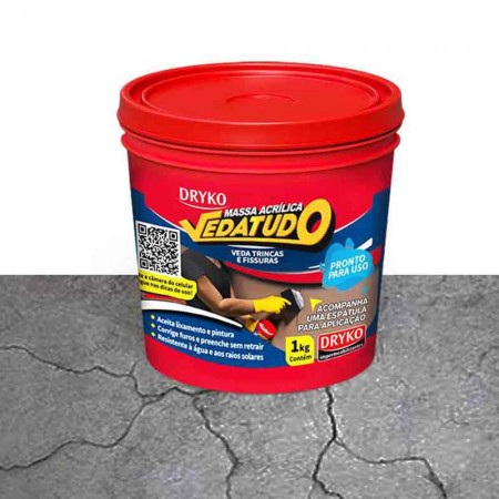 Veda Trinca Massa p/ Reparos Rápidos - 1kg - Massa Acrilica Branca Dryko