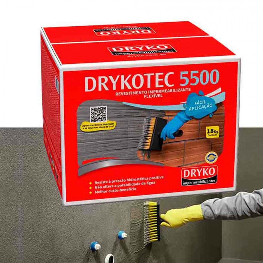 Impermeabilizante Flexível Drykotec 5500 - 18kg Caixa - Cinza - Dryko Item Similar ao Viaplus 5000