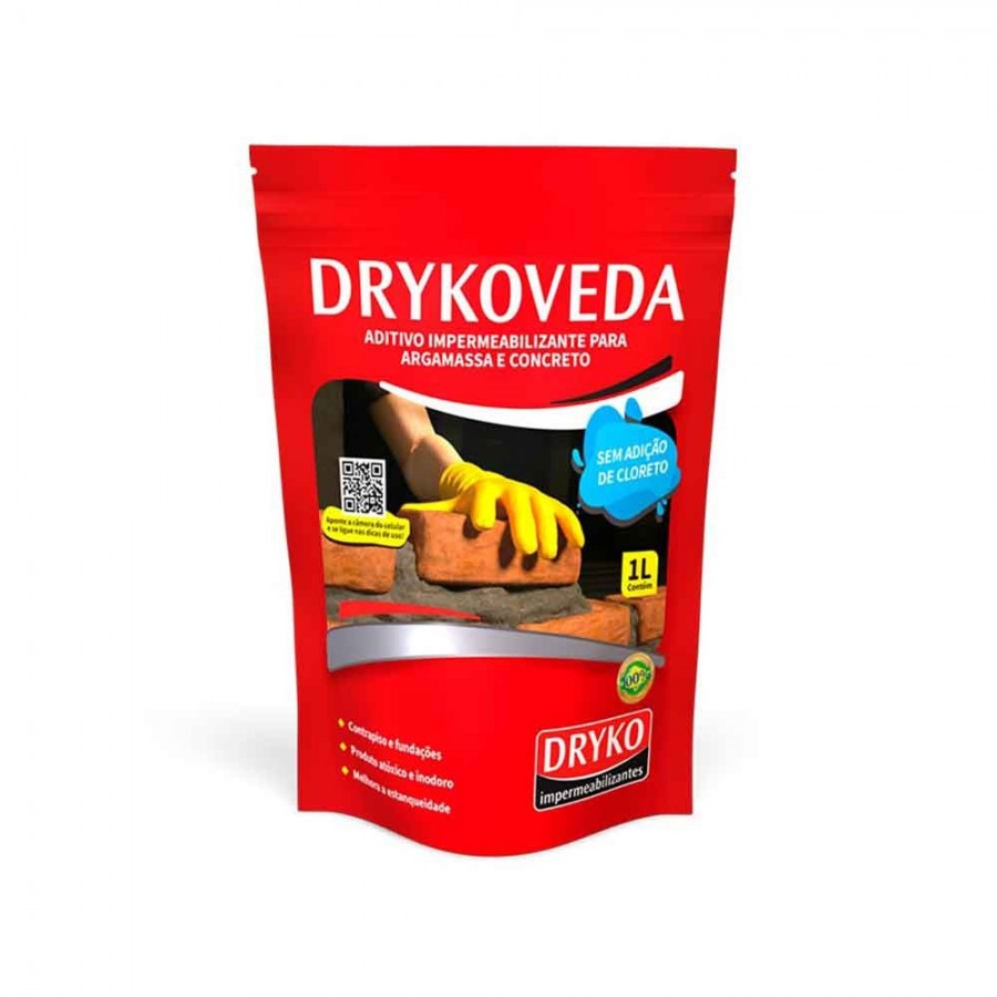 Impermeabilizante para Argamassas Drykoveda - 1L POUCH - Branco - Item Similar ao Vedacit