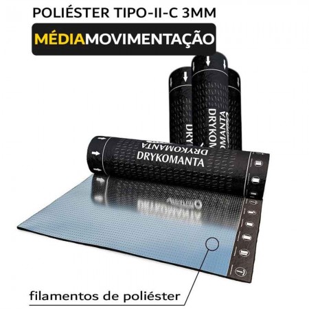 Manta Asfáltica Poliéster - 3mm Alumínio TIPO II B - Rolo de 10m2 - Drykomanta