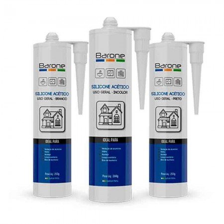 Silicone Selante Acético - 253g - Incolor - Barone