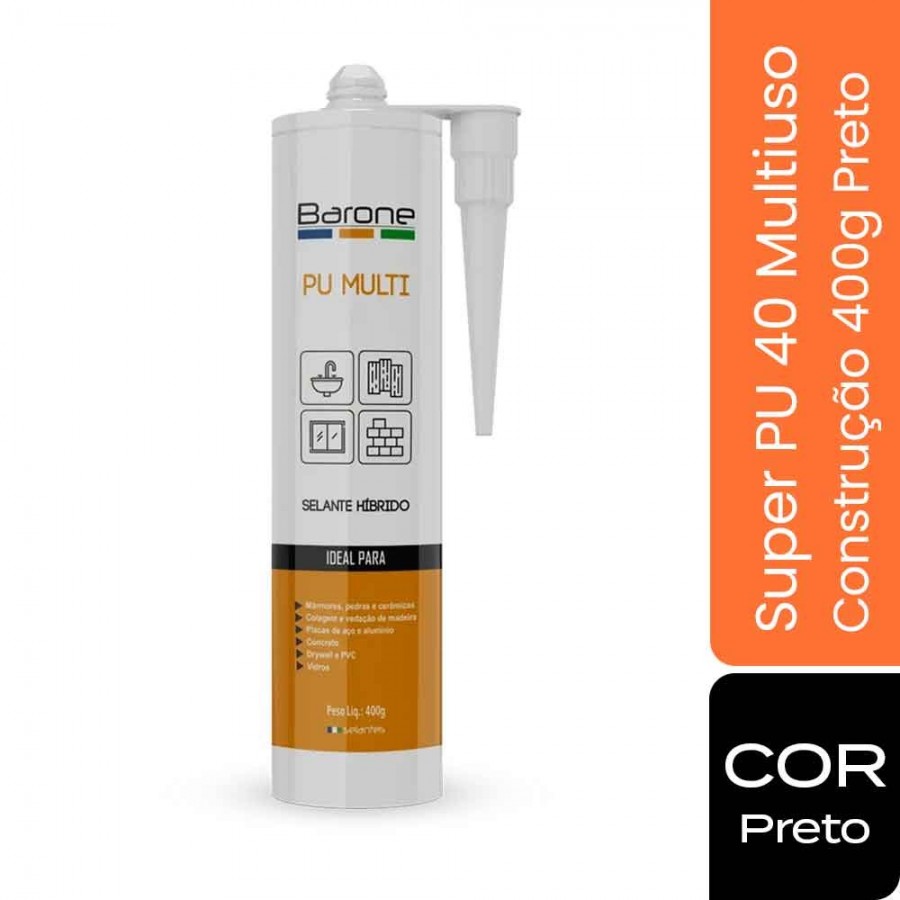 Super PU 40 Multiuso - 400g - Preto - Barone