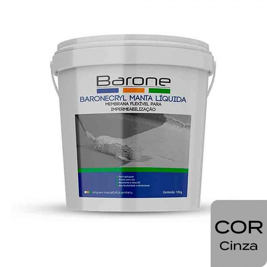 Manta Líquida Flexível Baronecryl - 12kg Balde - Cinza Barone