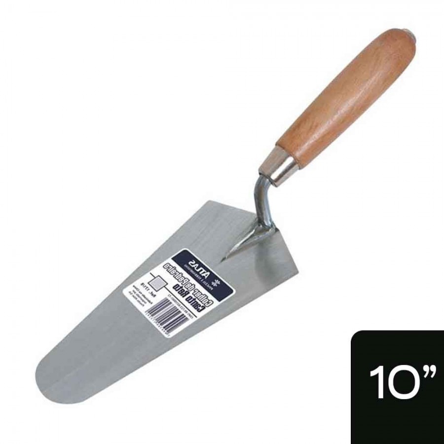 Colher de Pedreiro 10'' Canto Reto - Aço Reforçado e Cabo de Madeira - Atlas - Ref 171/10