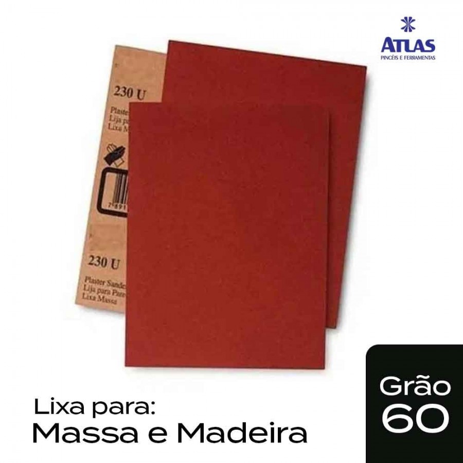 Lixa para Massa e Madeira Grão 60 - Atlas - Ref 10/60