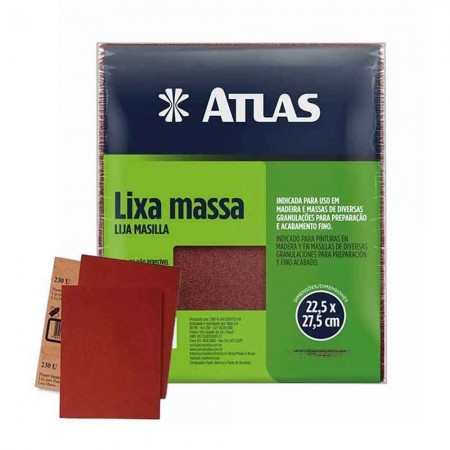 Lixa para Massa e Madeira Grão 180 - Atlas - Ref 10/180