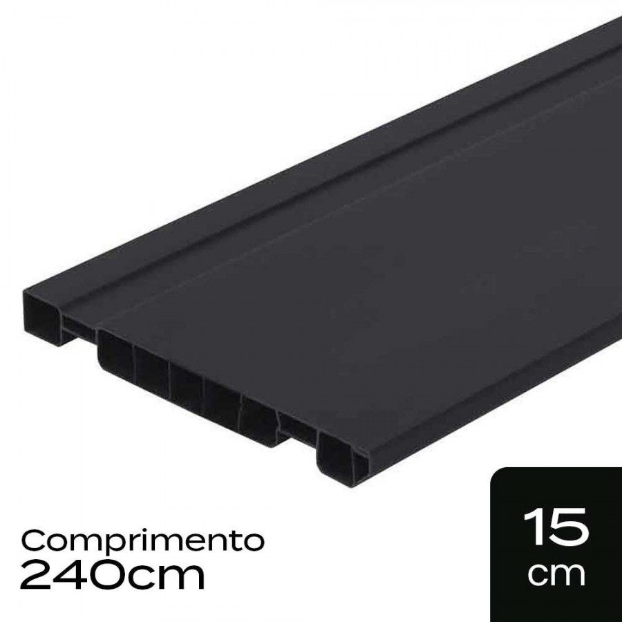 Rodapé de PVC - 240x15cm - Preto Acabado Permatti