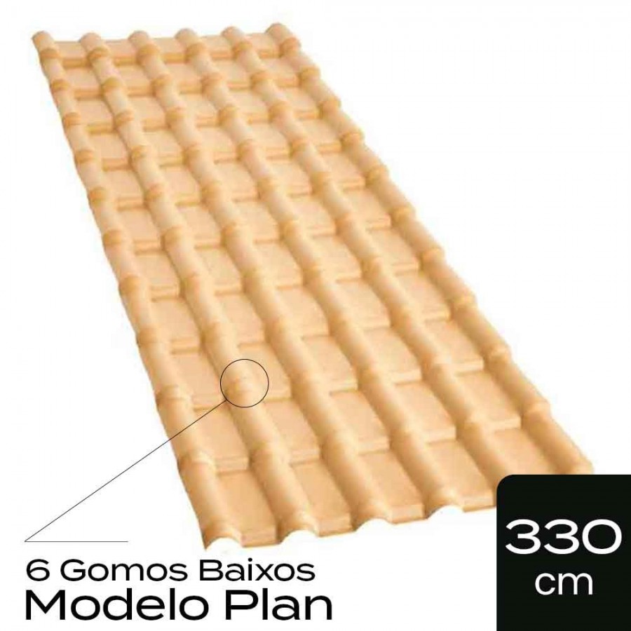 Telha de PVC Tipo Plan - 330x88cm - Cor Marfim Colonial Permatti