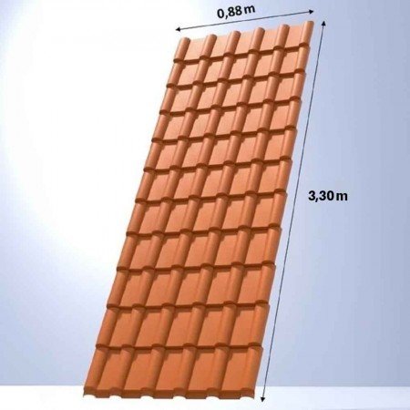 Telha de PVC Tipo Plan - 330x88cm - Cor Cerâmica Colonial Permatti