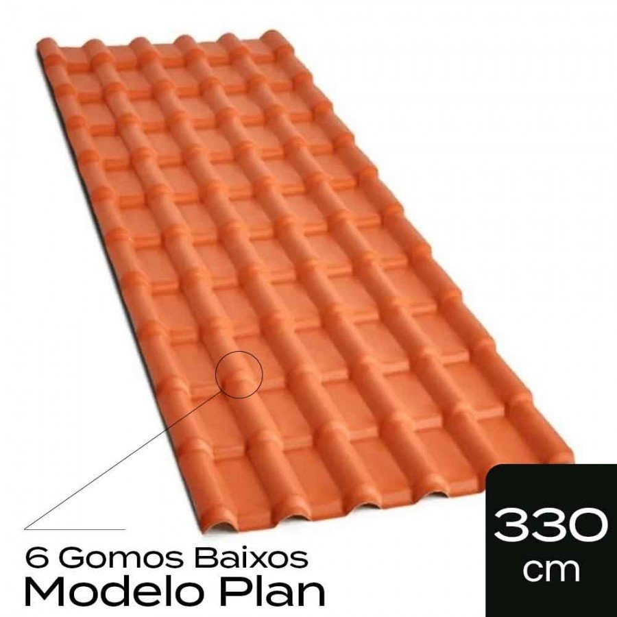 Telha de PVC Tipo Plan - 330x88cm - Cor Cerâmica Colonial Permatti