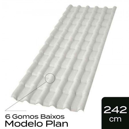 Telha de PVC Tipo Plan - 242x88cm - Cor Cinza Colonial Permatti