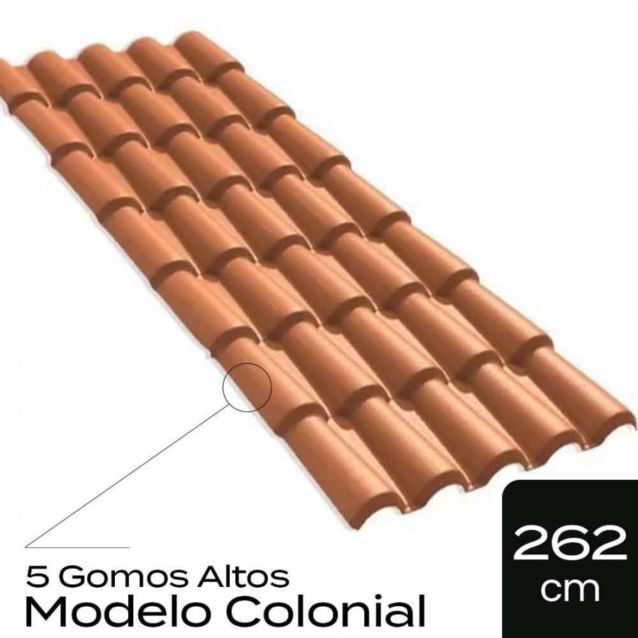 Telha de PVC Tipo Colonial - 262x86cm - Cor Cerâmica Permatti