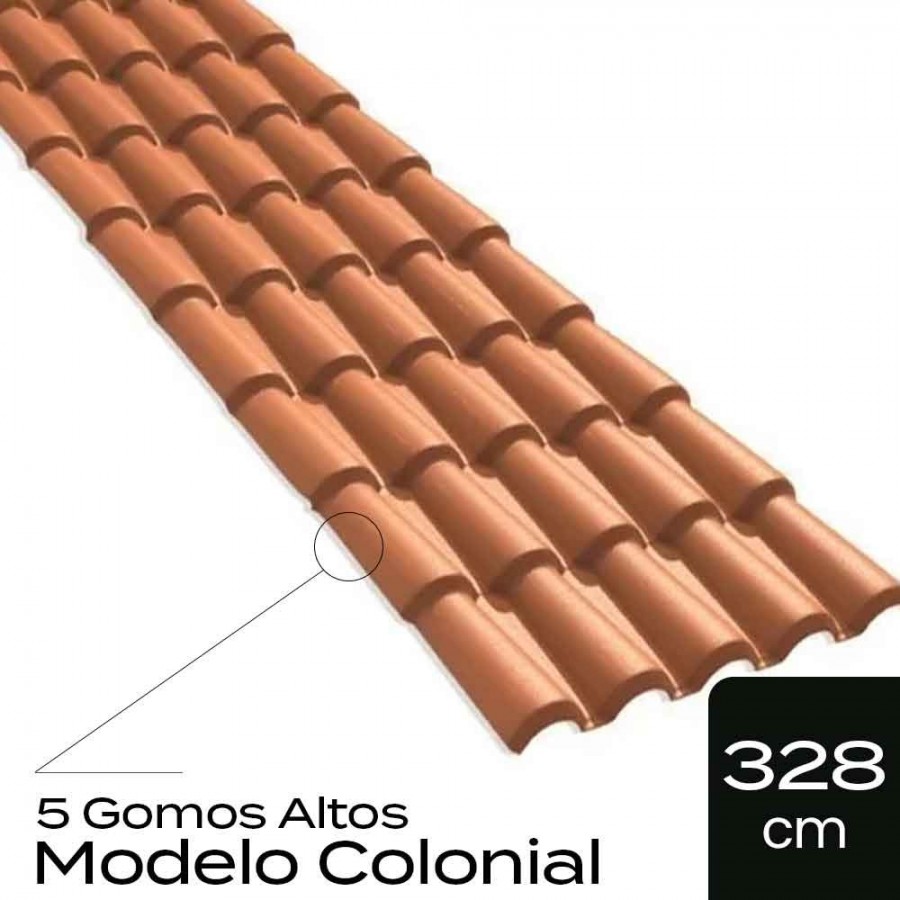Telha de PVC Tipo Colonial - 328x86cm - Cor Cerâmica Permatti