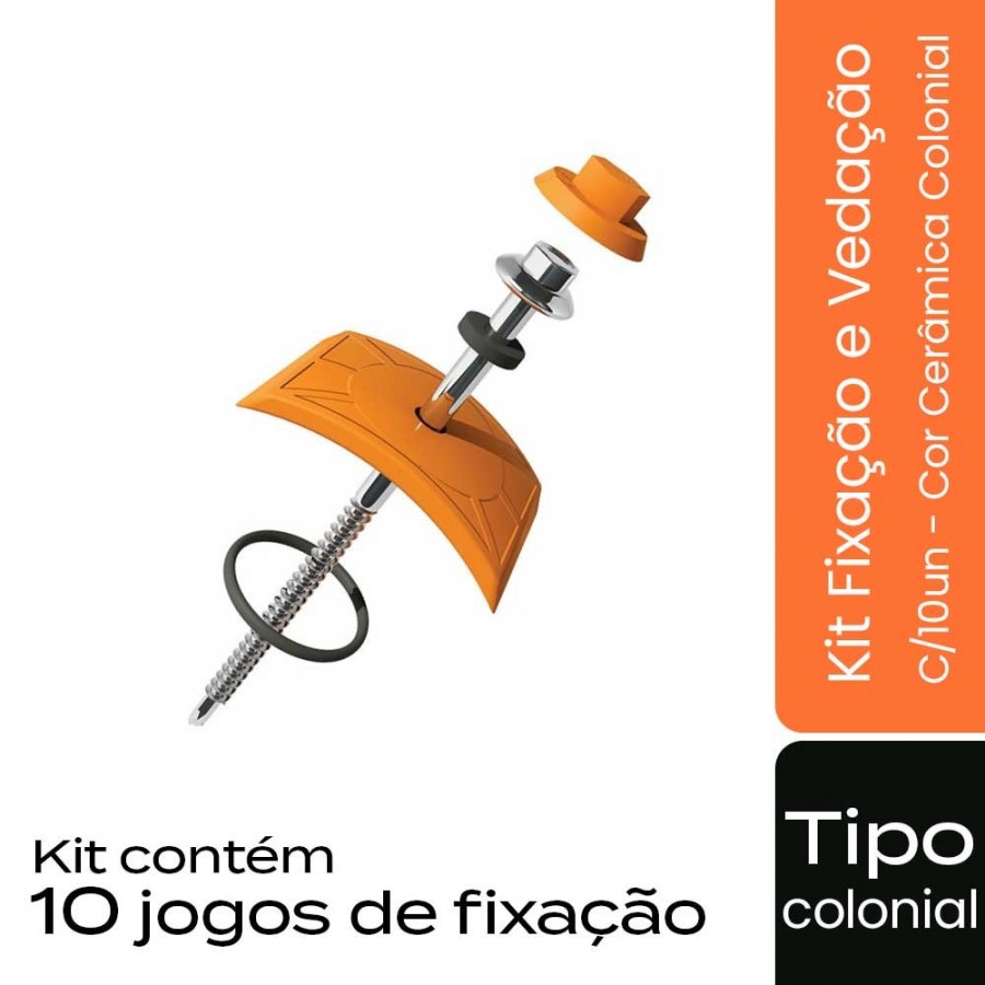 Kit Fixação e Vedação C/10un p/ Telha Tipo Colonial - Cor Cerâmica - Modelo Colonial Permatti