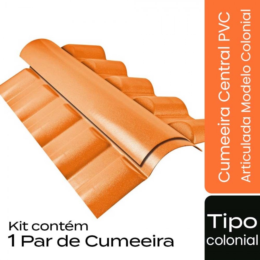Cumeeira Central Articulada de PVC p/ Telha Tipo Colonial - 86x53cm - Cerâmica Permatti