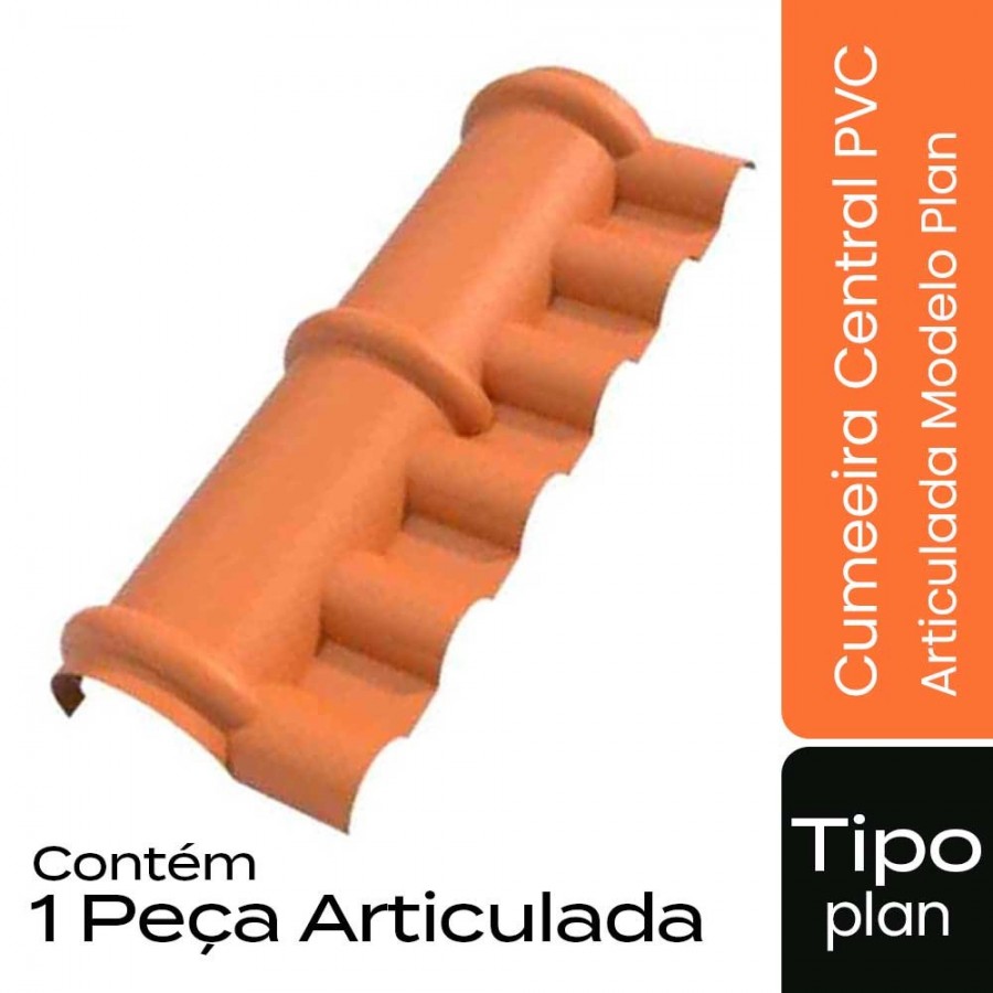 Cumeeira Central Articulada de PVC p/ Telha Tipo Plan - 90x28cm - Cerâmica - Modelo Plan Permatti