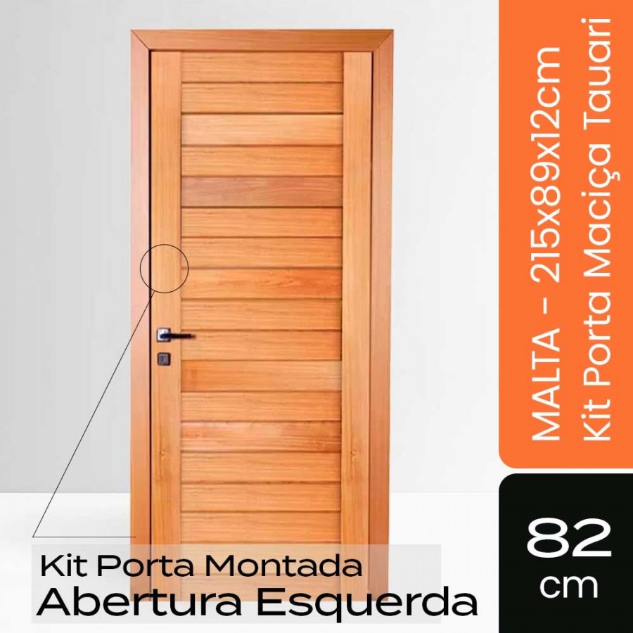 Porta Montada Malta - 215x89x12cm - Esquerda Tauari Natural Mapaf