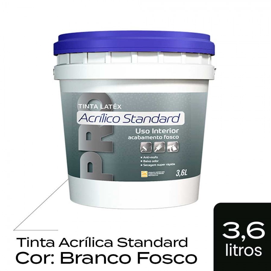 Tinta Acrílica Standard - 3,6L Uso Interno Fosca - Branco BruColor
