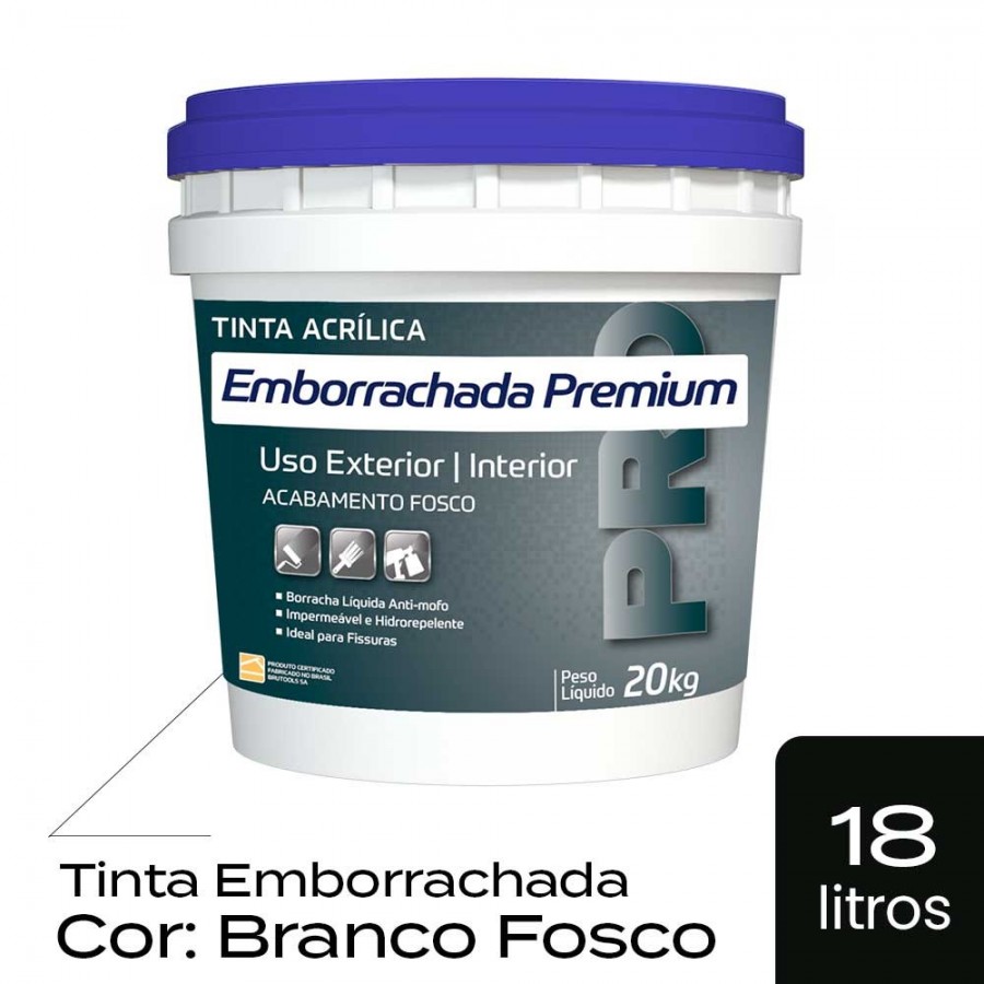 Tinta Emborrachada - 20kg - Branco Fosco Premium Acrílica BruColor