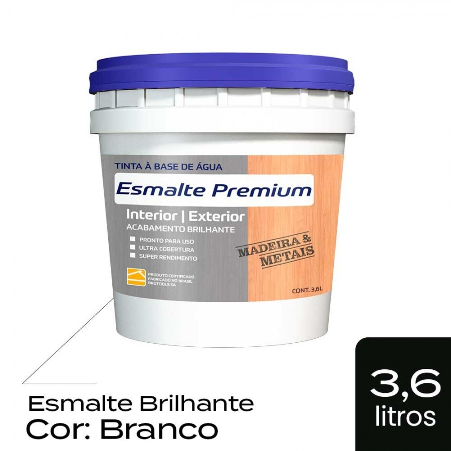 Tinta Esmalte Premium - 3,6L Brilhante - Branco Base Água BruColor