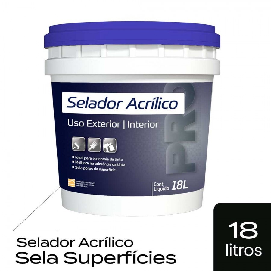 Selador Acrílico - 18L - Uso Interno e Externo BruColor Selador Acrílico - 18L - Uso Interno e Externo BruColor