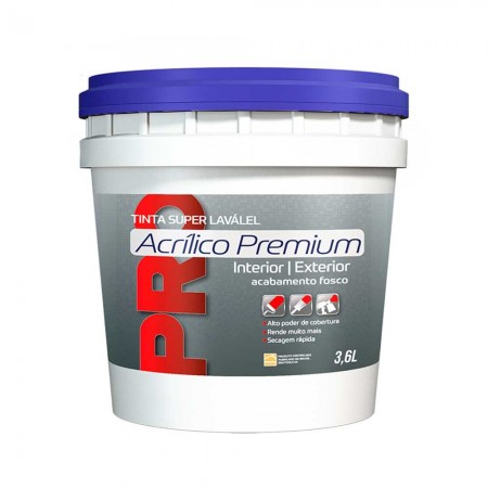 Tinta Acrílica Premium - 3,6L Lavável Fosca - Cores Especiais Uso Interno e Externo BruColor