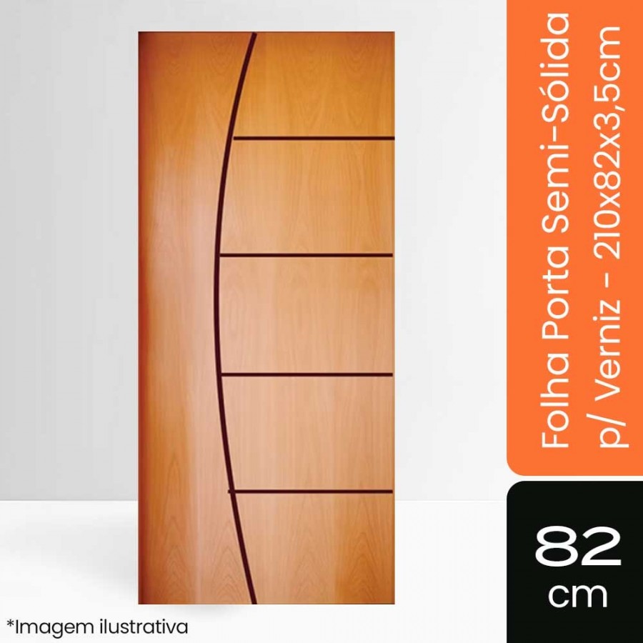 Porta Semi-Sólida p/ Verniz - 210x82x3,5cm - Ref 186 Tauari Natural Mapaf