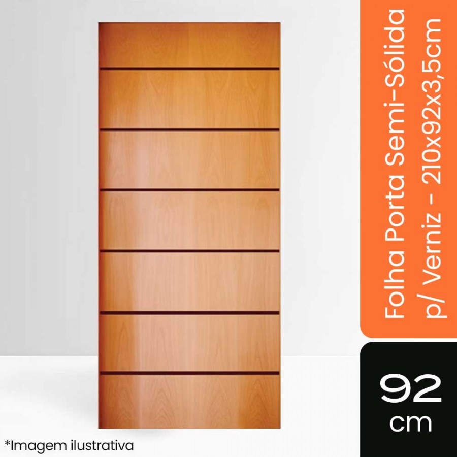 Porta Semi-Sólida p/ Verniz - 210x92x3,5cm - Ref 180 Tauari Natural Mapaf
