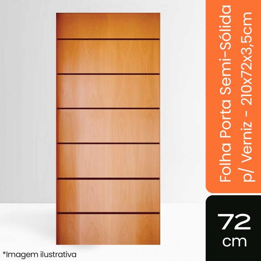Porta Semi-Sólida p/ Verniz - 210x72x3,5cm - Ref 180 Tauari Natural Mapaf