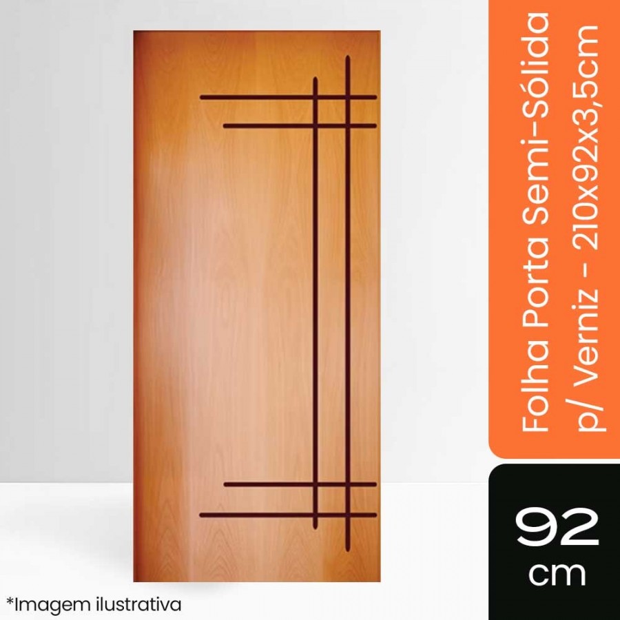 Porta Semi-Sólida p/ Verniz - 210x92x3,5cm - Ref 190 Tauari Natural Mapaf