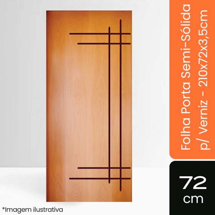 Porta Semi-Sólida p/ Verniz - 210x72x3,5cm - Ref 190 Tauari Natural Mapaf