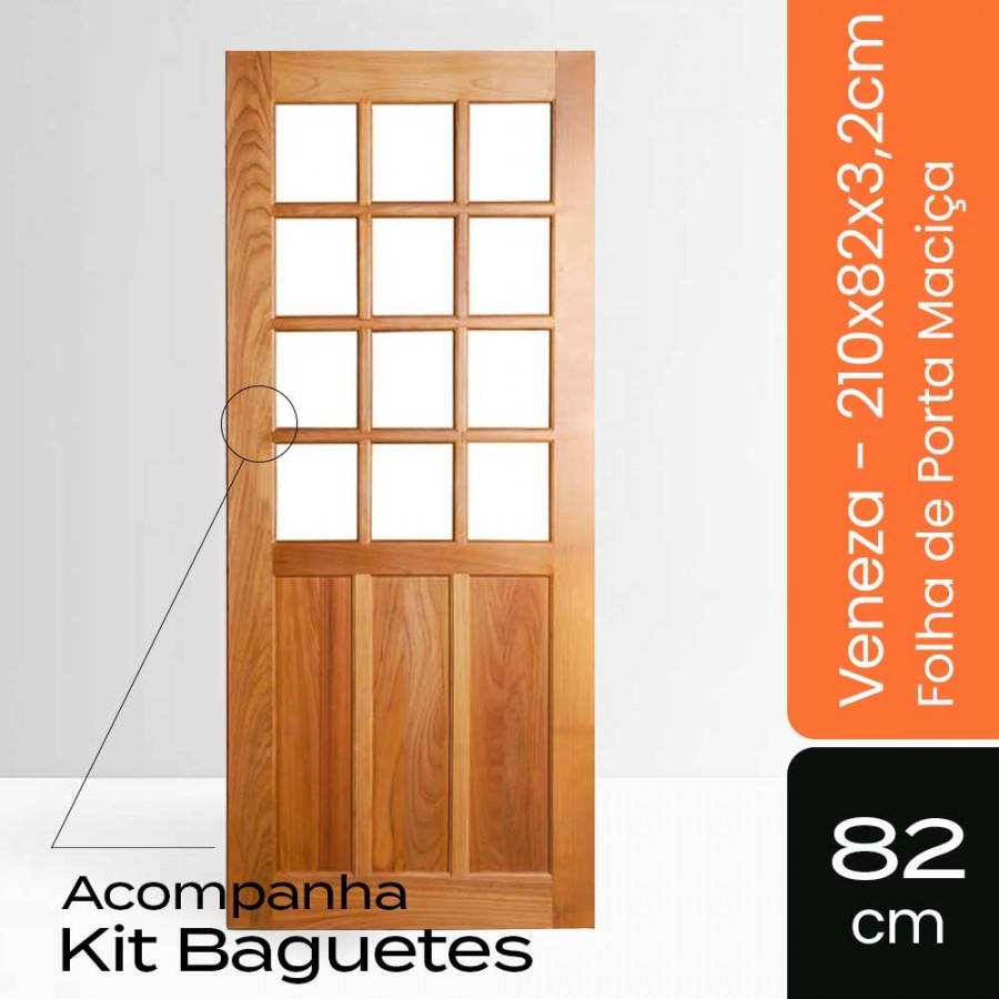 Porta Maciça Veneza - 210x82x3,2cm - Tauari Natural Mapaf