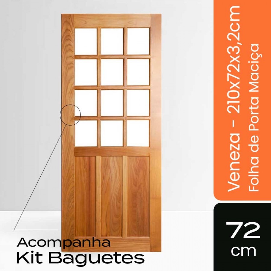Porta Maciça Veneza - 210x72x3,2cm - Tauari Natural Mapaf