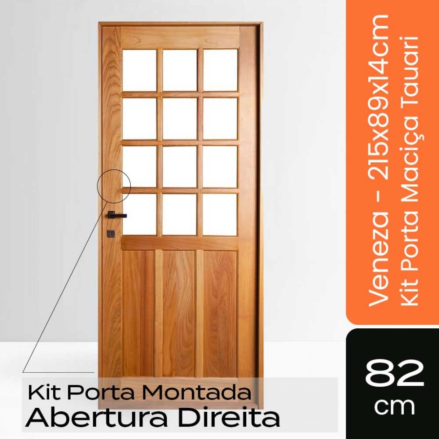 Porta Montada Veneza - 215x89x14cm - Direita Tauari Natural Mapaf